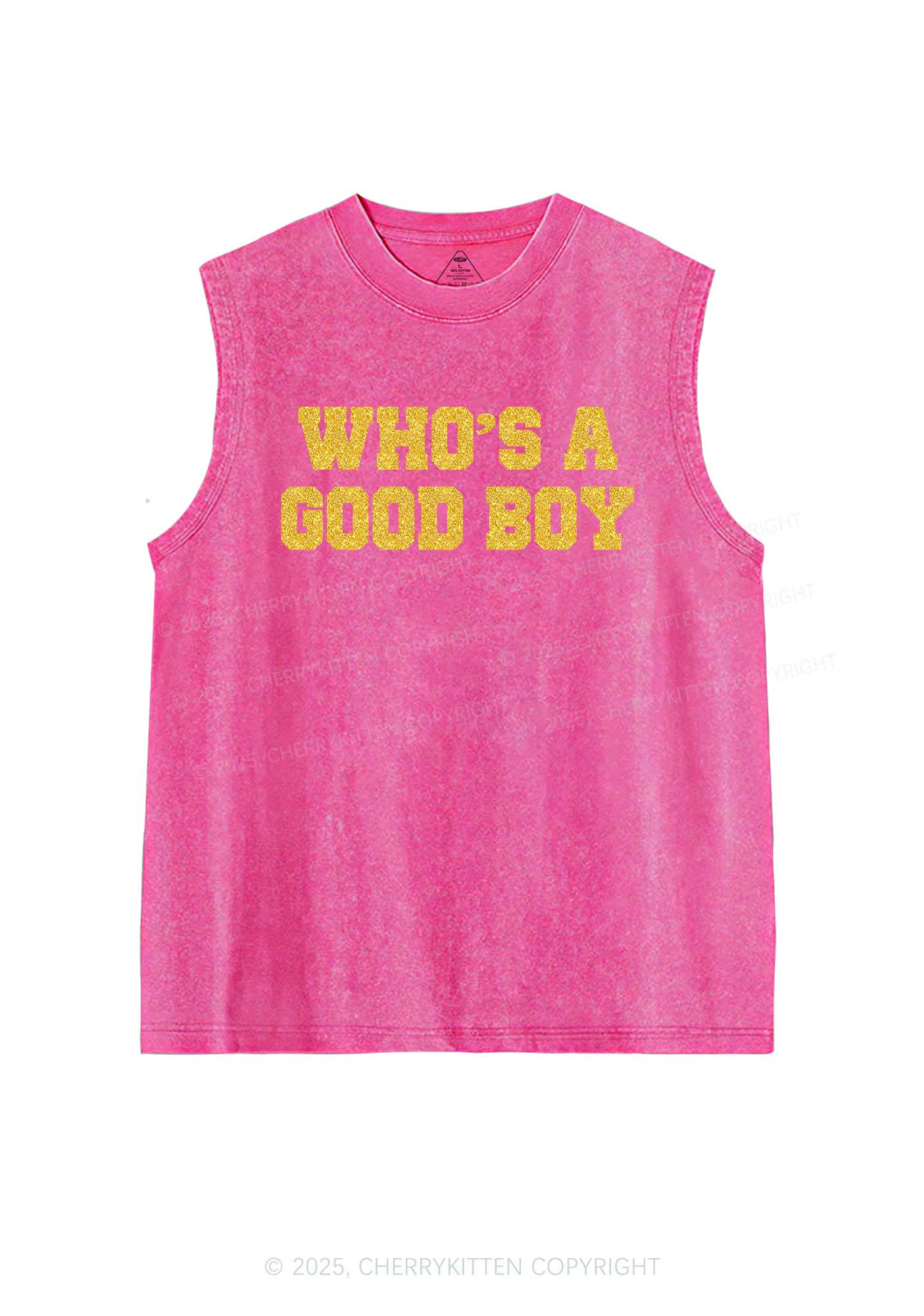 Glitter Whos A Good Boy Y2K Washed Muscle Tank Cherrykitten