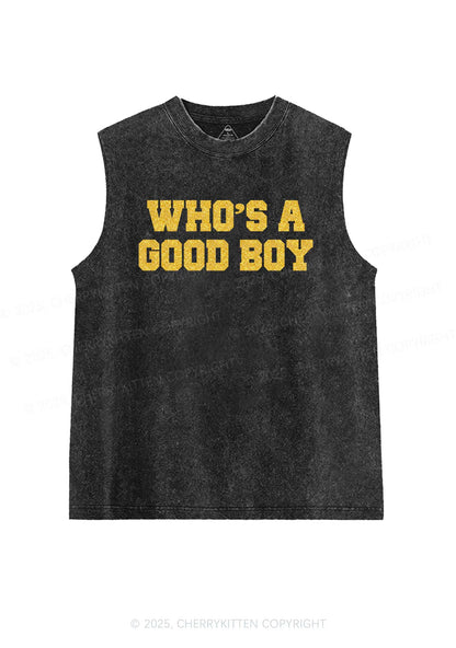 Glitter Whos A Good Boy Y2K Washed Muscle Tank Cherrykitten