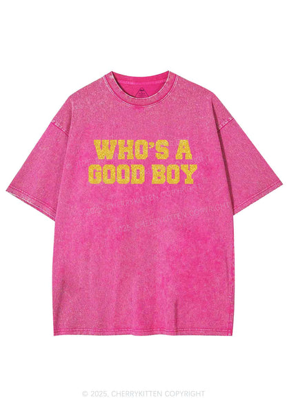 Glitter Whos A Good Boy Y2K Shirts Washed Tee Cherrykitten