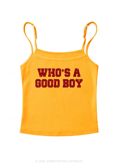 Glitter Whos A Good Boy Y2K Spaghetti Strap Cami Cherrykitten