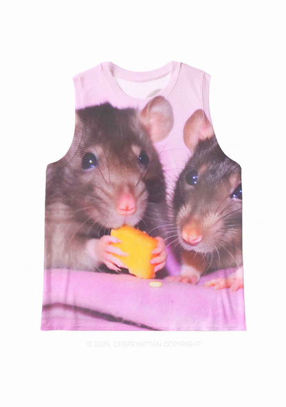 Cheese Rat Y2K Mesh Muscle Tank Cherrykitten