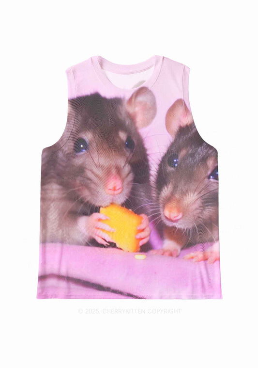 Cheese Rat Y2K Mesh Muscle Tank Cherrykitten