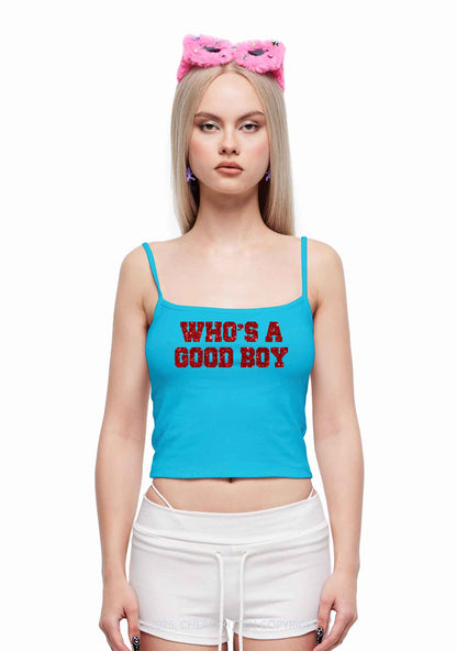 Glitter Whos A Good Boy Y2K Spaghetti Strap Cami Cherrykitten