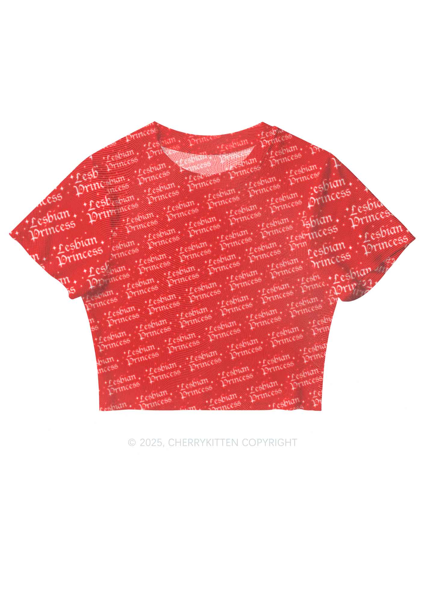 Lesbian Princess Pride Y2K Mesh Crop Top Cherrykitten