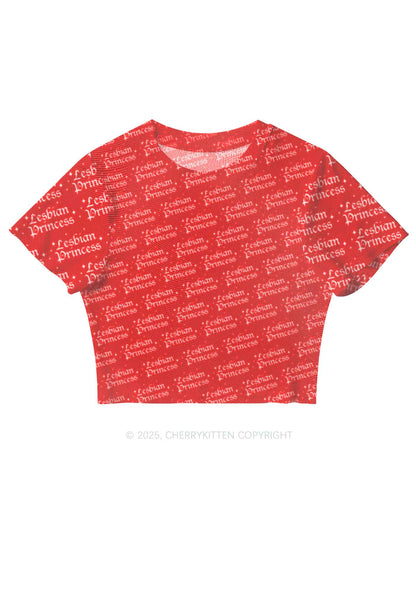 Lesbian Princess Pride Y2K Mesh Crop Top Cherrykitten