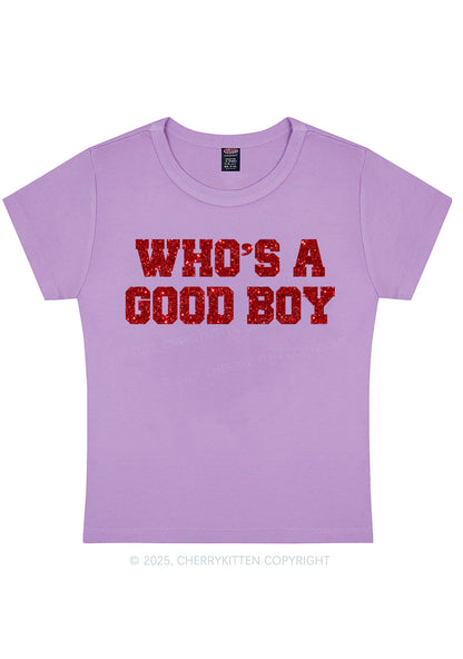 Glitter Whos A Good Boy Y2K Baby Tee Cherrykitten