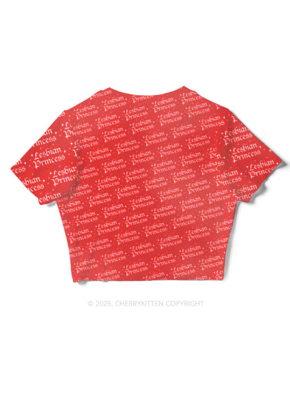 Lesbian Princess Pride Y2K Mesh Crop Top Cherrykitten