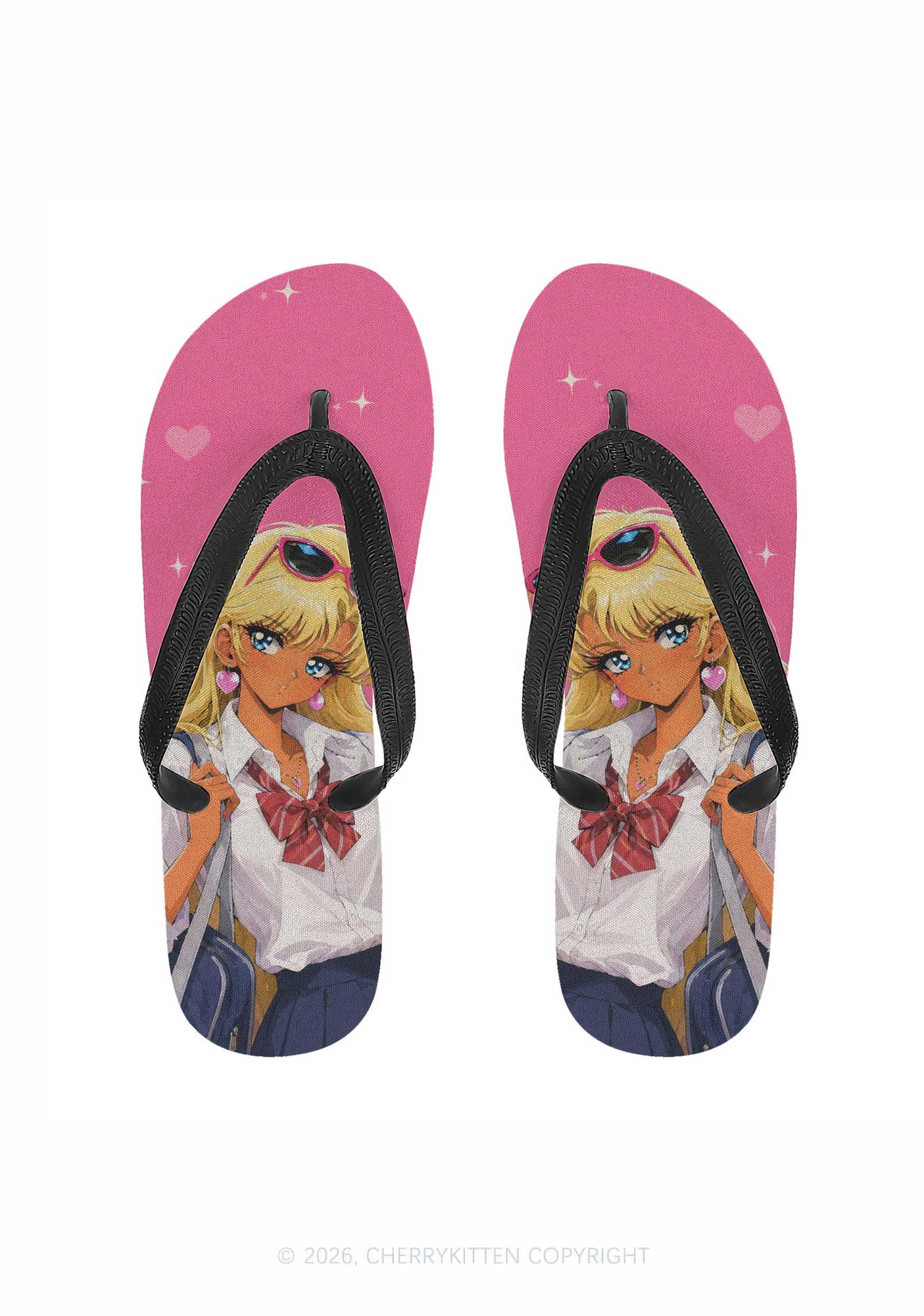 Anime Girl Y2K Print Flip Flops Cherrykitten