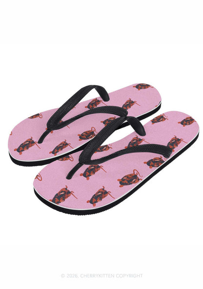 Sassy Rat Y2K Print Flip Flops Cherrykitten