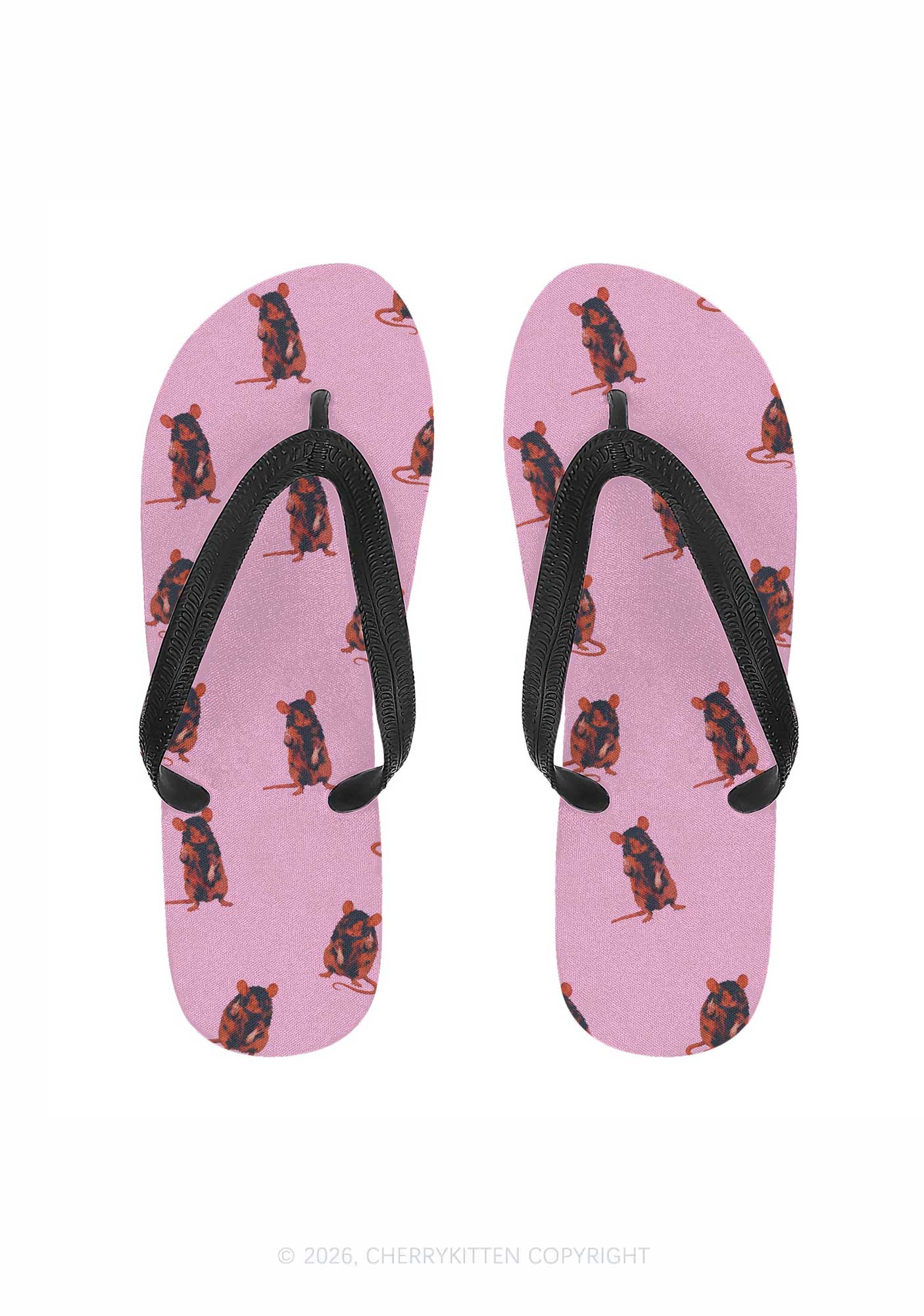 Sassy Rat Y2K Print Flip Flops Cherrykitten