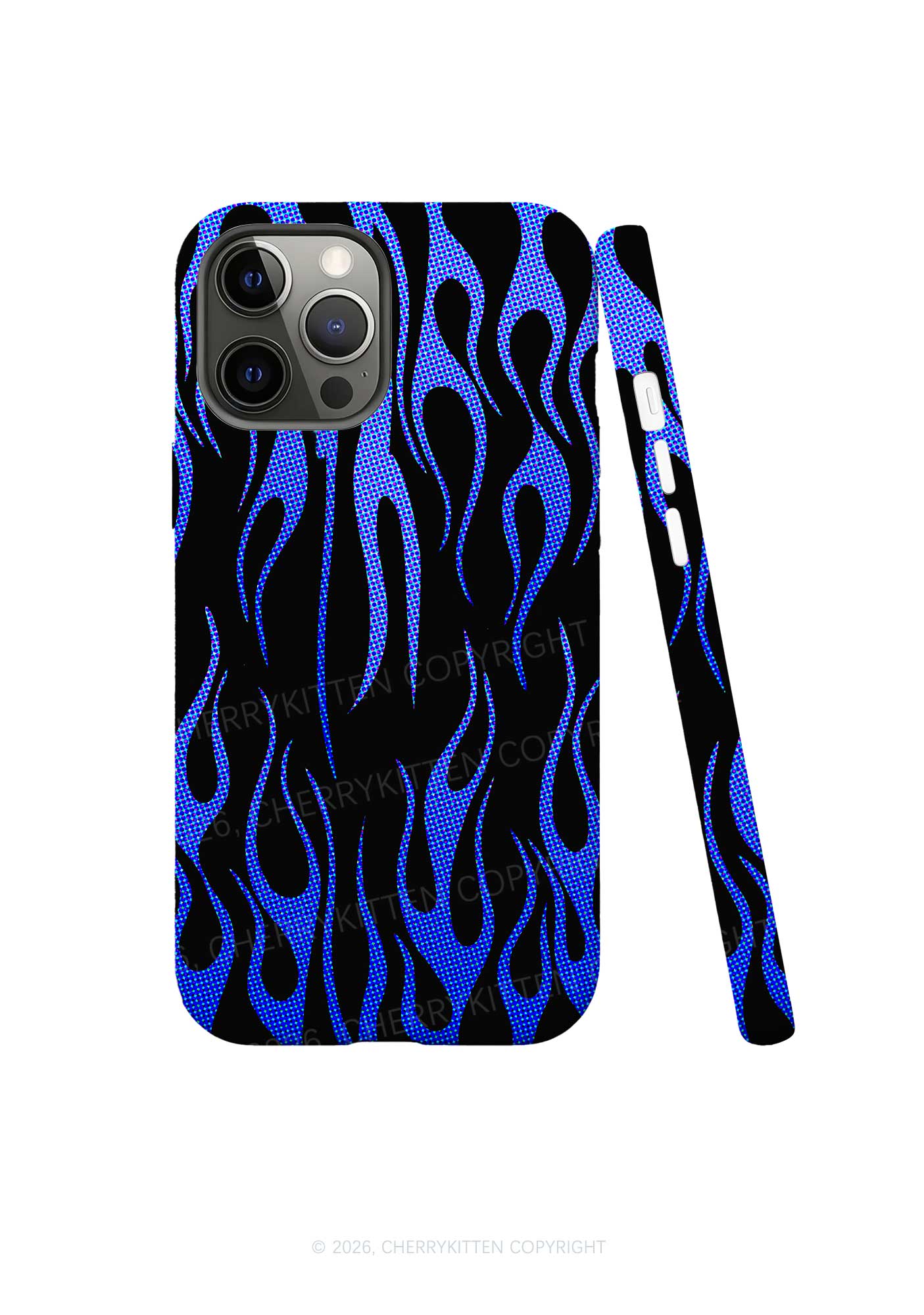 Royal Blue Flame Y2K Phone Case Cherrykitten