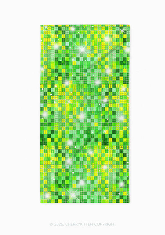 Green Disco Ball Grid Y2K Beach Towel Cherrykitten