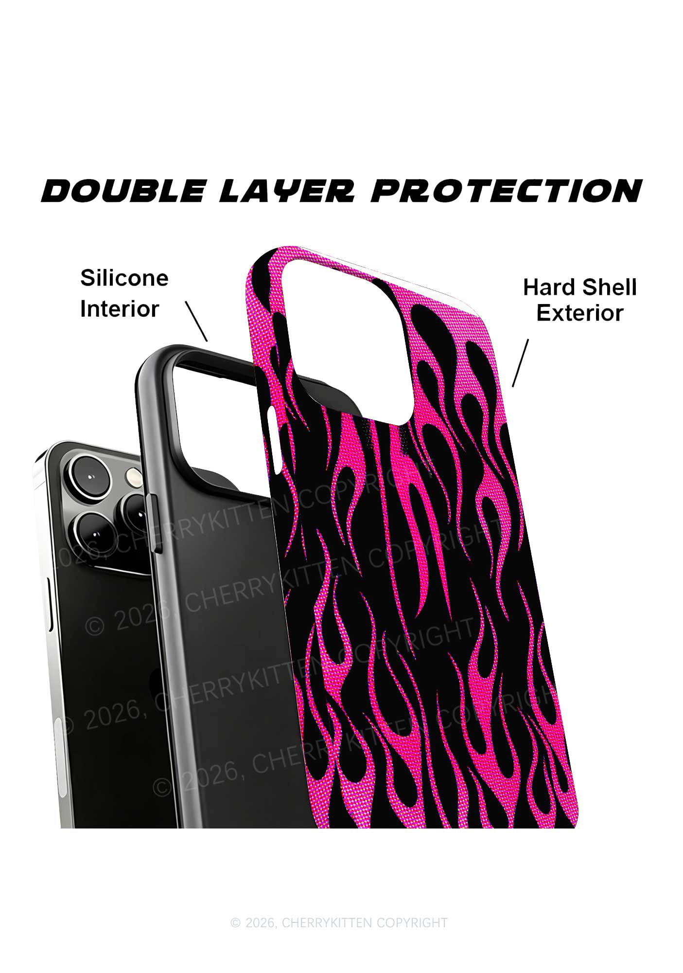 Hot Pink Flame Y2K Phone Case Cherrykitten