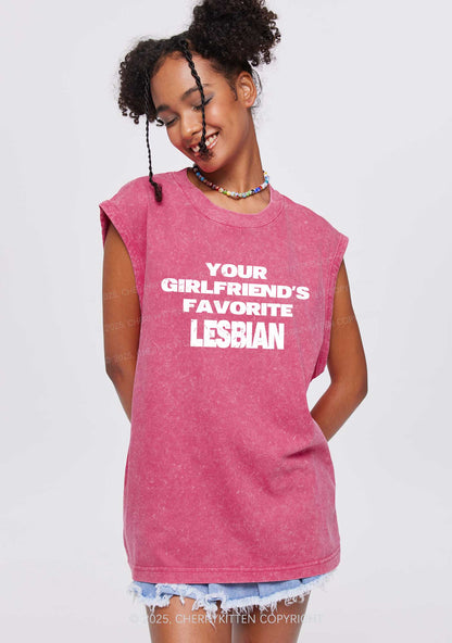 Your GF Favorite Lesbian Pride Y2K Washed Muscle Tank Cherrykitten