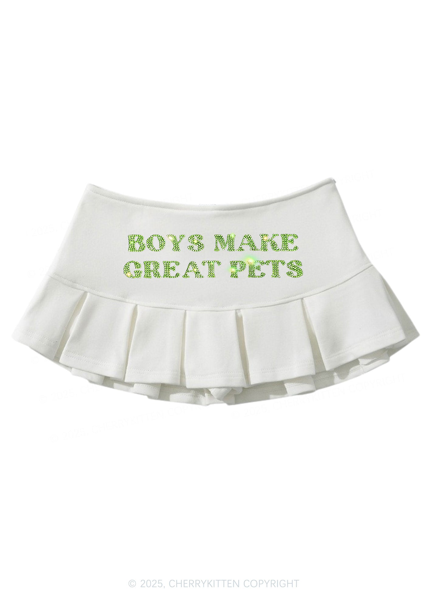 Rhinestone Boys Make Great Pets Y2K Mini Pleated Skirts Cherrykitten