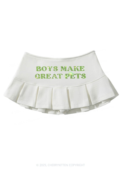 Rhinestone Boys Make Great Pets Y2K Mini Pleated Skirts Cherrykitten