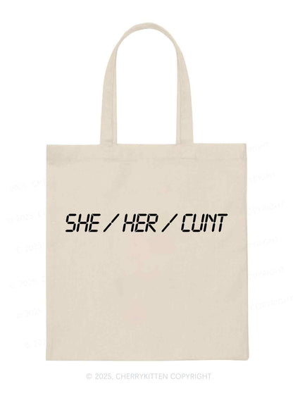 She Her Cxxt Y2K Canvas Tote Bag Cherrykitten