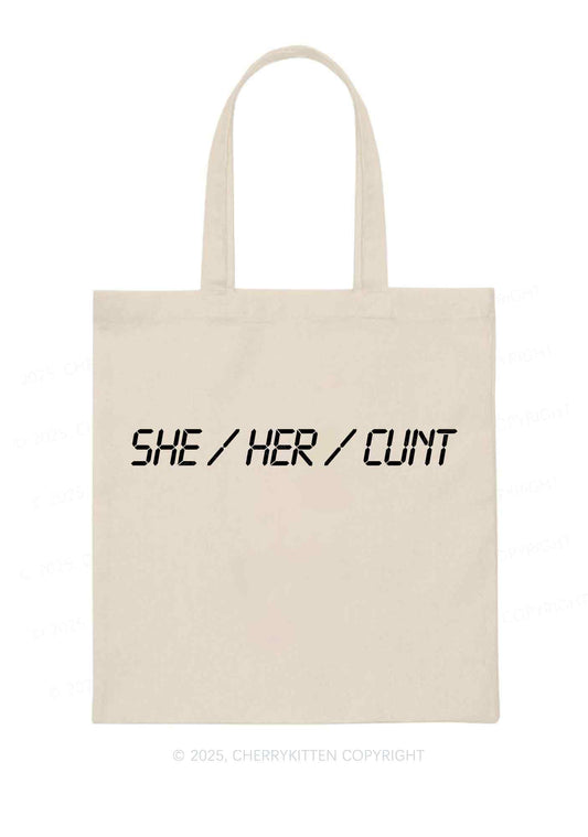 She Her Cxxt Y2K Canvas Tote Bag Cherrykitten
