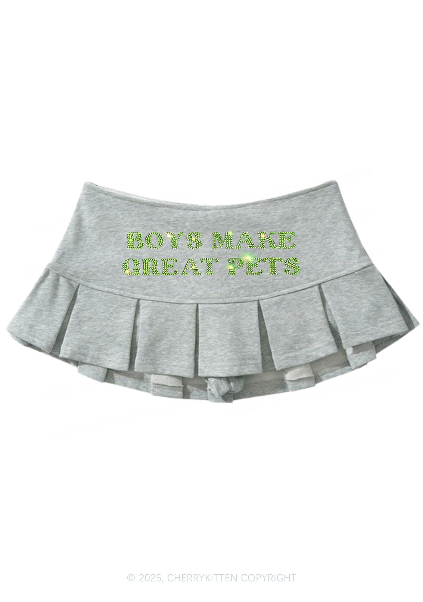 Rhinestone Boys Make Great Pets Y2K Mini Pleated Skirts Cherrykitten