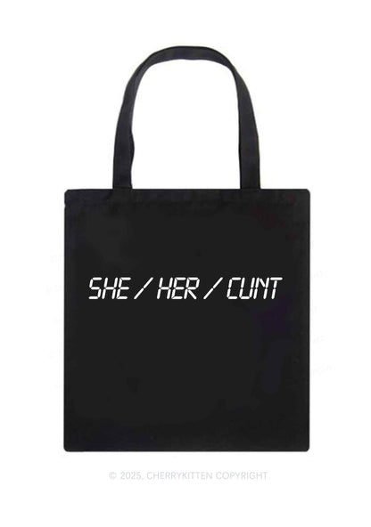 She Her Cxxt Y2K Canvas Tote Bag Cherrykitten