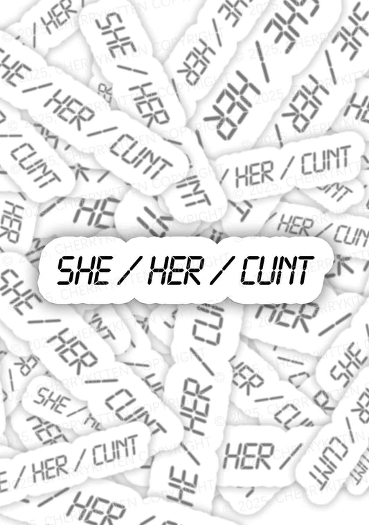 She Her Cxxt 1Pc Y2K Sticker Cherrykitten