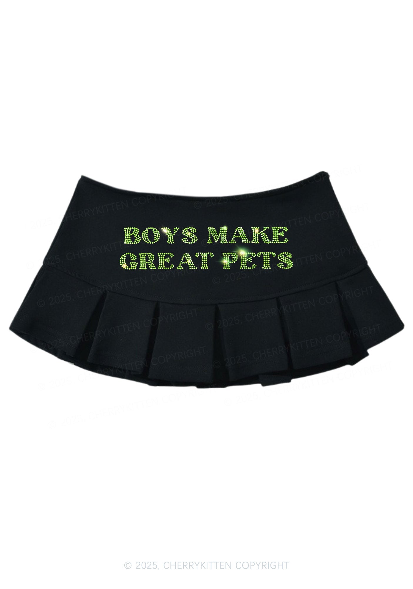 Rhinestone Boys Make Great Pets Y2K Mini Pleated Skirts Cherrykitten