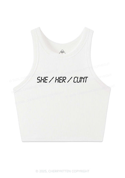She Her Cxxt Y2K Crop Tank Top Cherrykitten