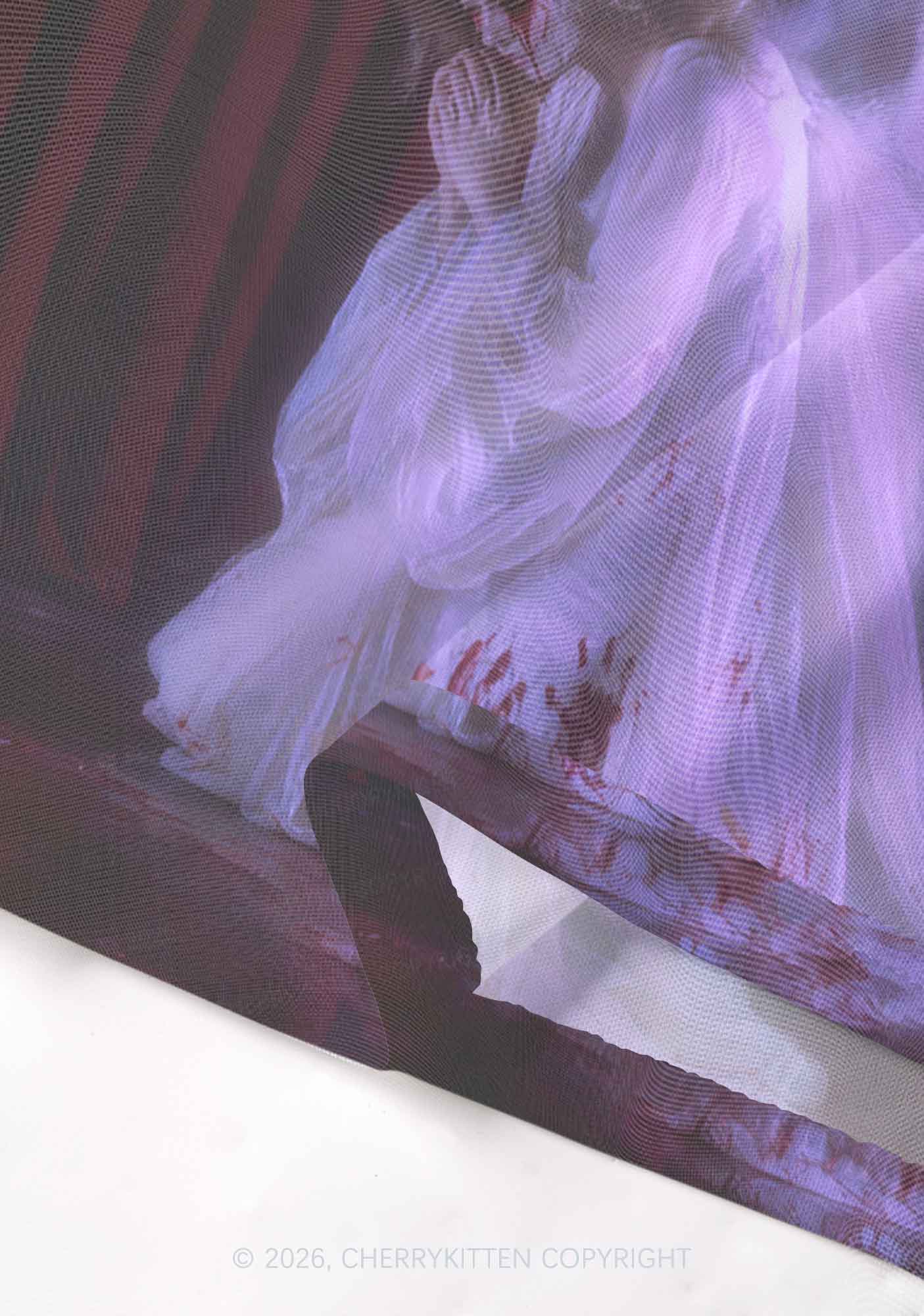 Halloween Bloody Praying Angel Y2K Mesh Crop Top Cherrykitten