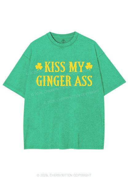 Kiss My Ginger Axx St Patricks Y2K Shirts Washed Tee Cherrykitten