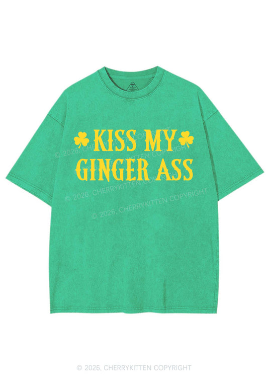 Kiss My Ginger Axx St Patricks Y2K Shirts Washed Tee Cherrykitten