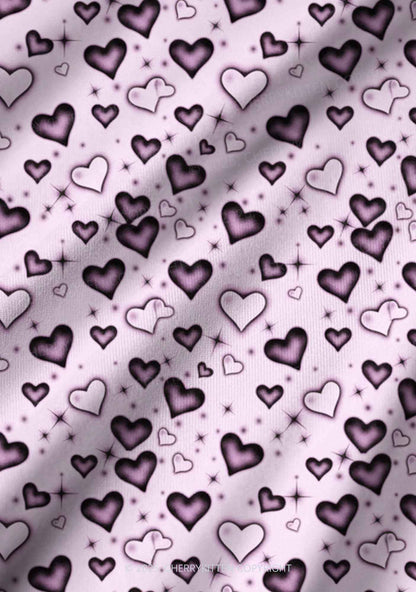 Dark Heart Attack Valentine's Day Y2K Print Long Sleeve Pajama Set Cherrykitten