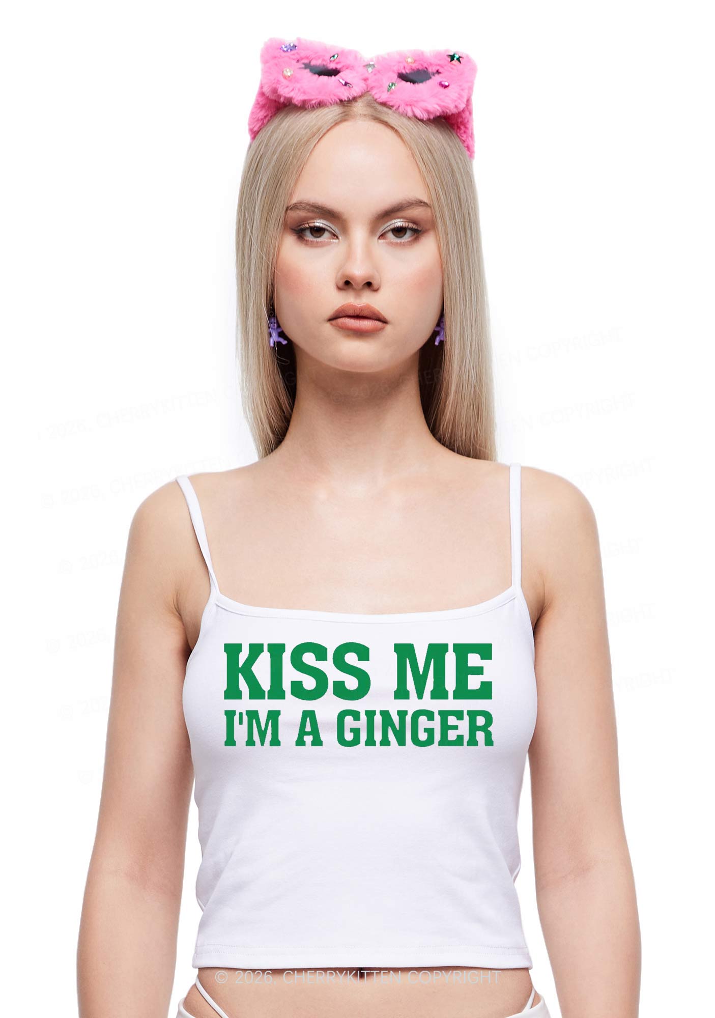 Kiss Me Im Ginger St Patricks Y2K Spaghetti Strap Cami Cherrykitten