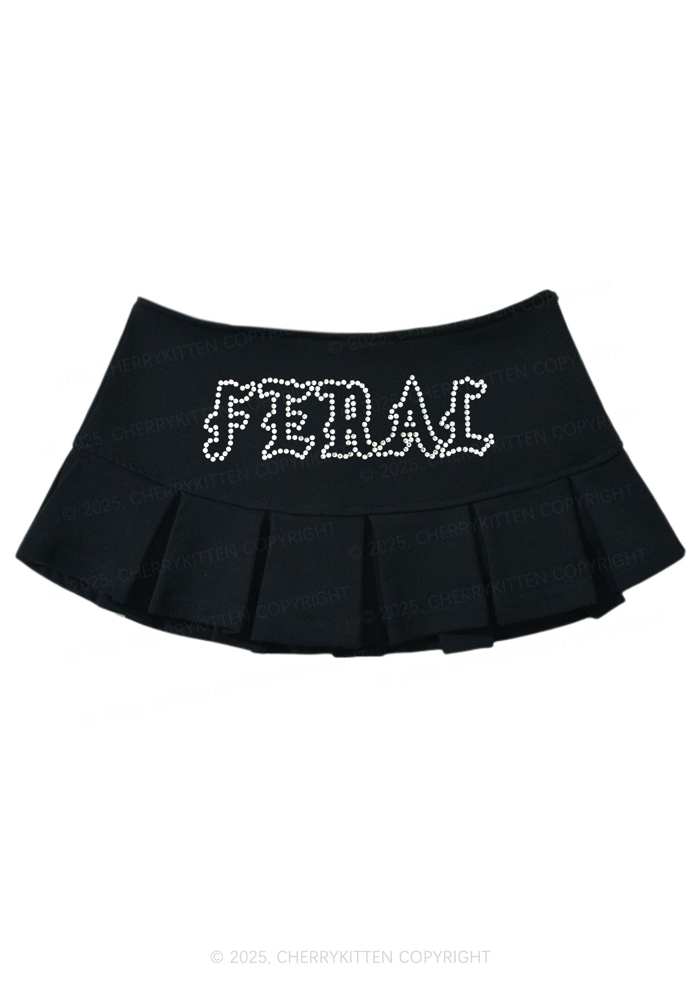 Rhinestone Feral Y2K Mini Pleated Skirts Cherrykitten