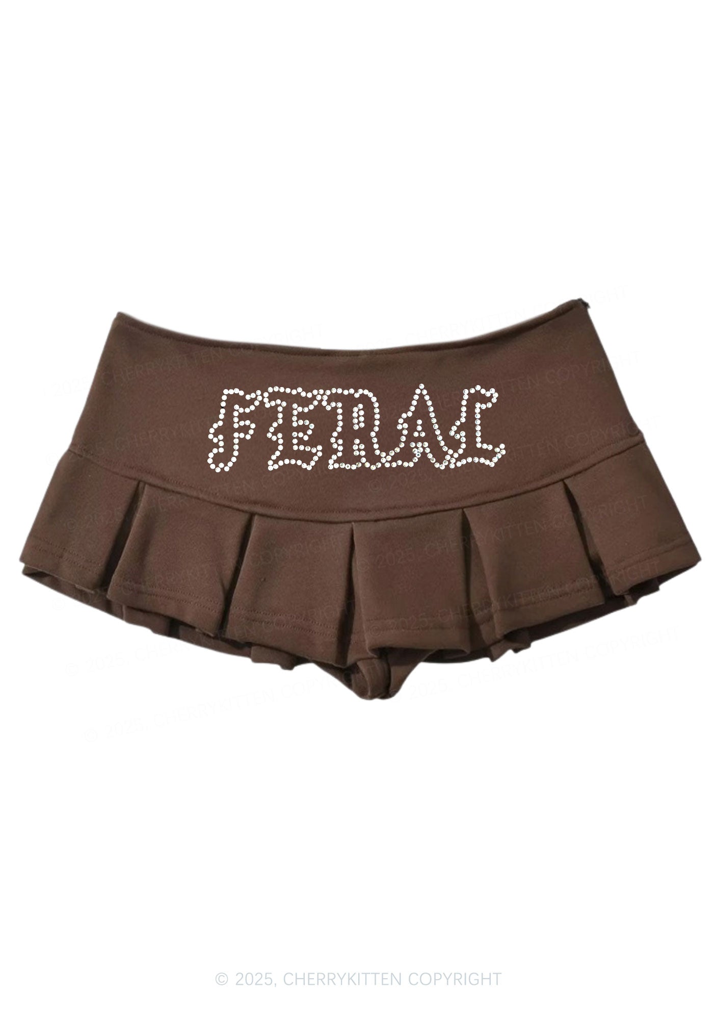 Rhinestone Feral Y2K Mini Pleated Skirts Cherrykitten