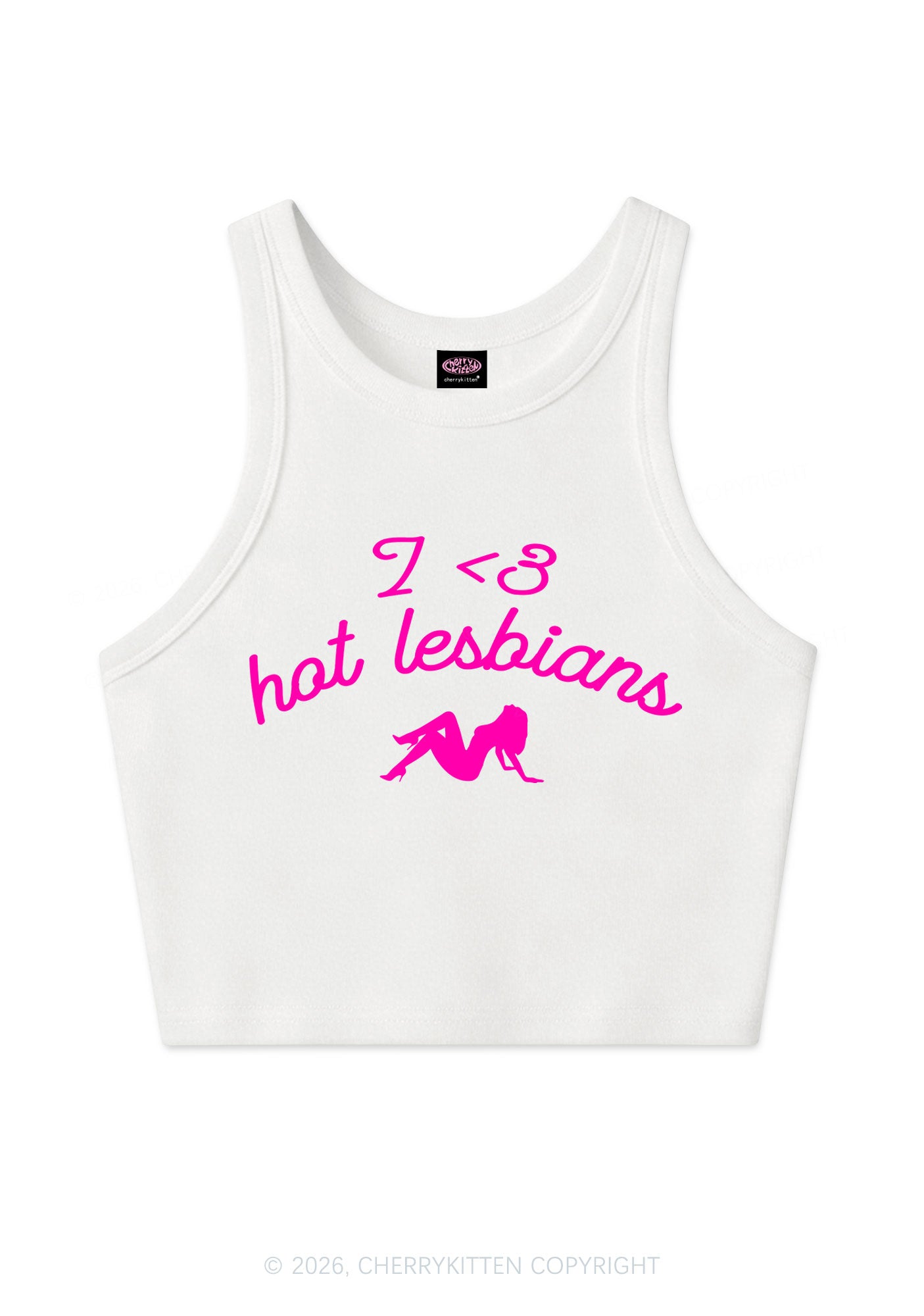I Love Hot Lesbians Pride Y2K Crop Tank Top Cherrykitten