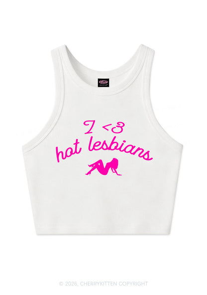 I Love Hot Lesbians Pride Y2K Crop Tank Top Cherrykitten