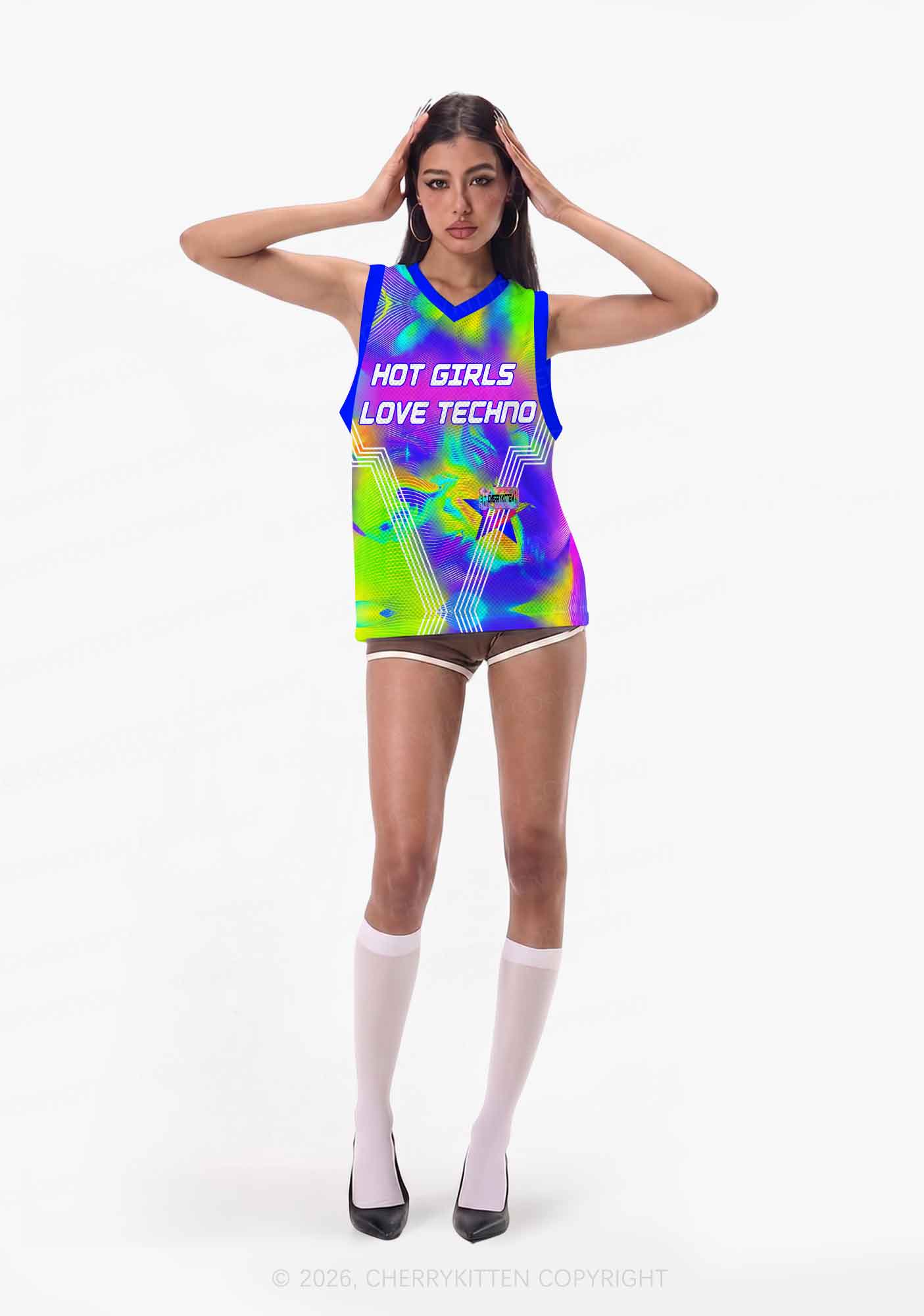 Hot Girls Love Techno Thermal Y2K Sport Jersey Tank Cherrykitten