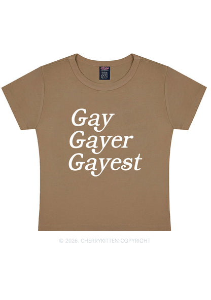 Gay Gayer Gayest Pride Y2K Baby Tee Cherrykitten