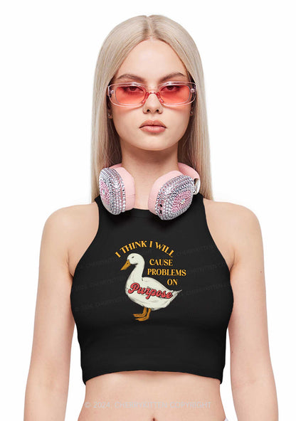 Cause Problems On Purpose Y2K Crop Tank Top Cherrykitten