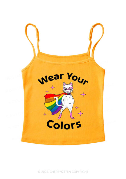 Pride Flag Cat Y2K Spaghetti Strap Cami Cherrykitten