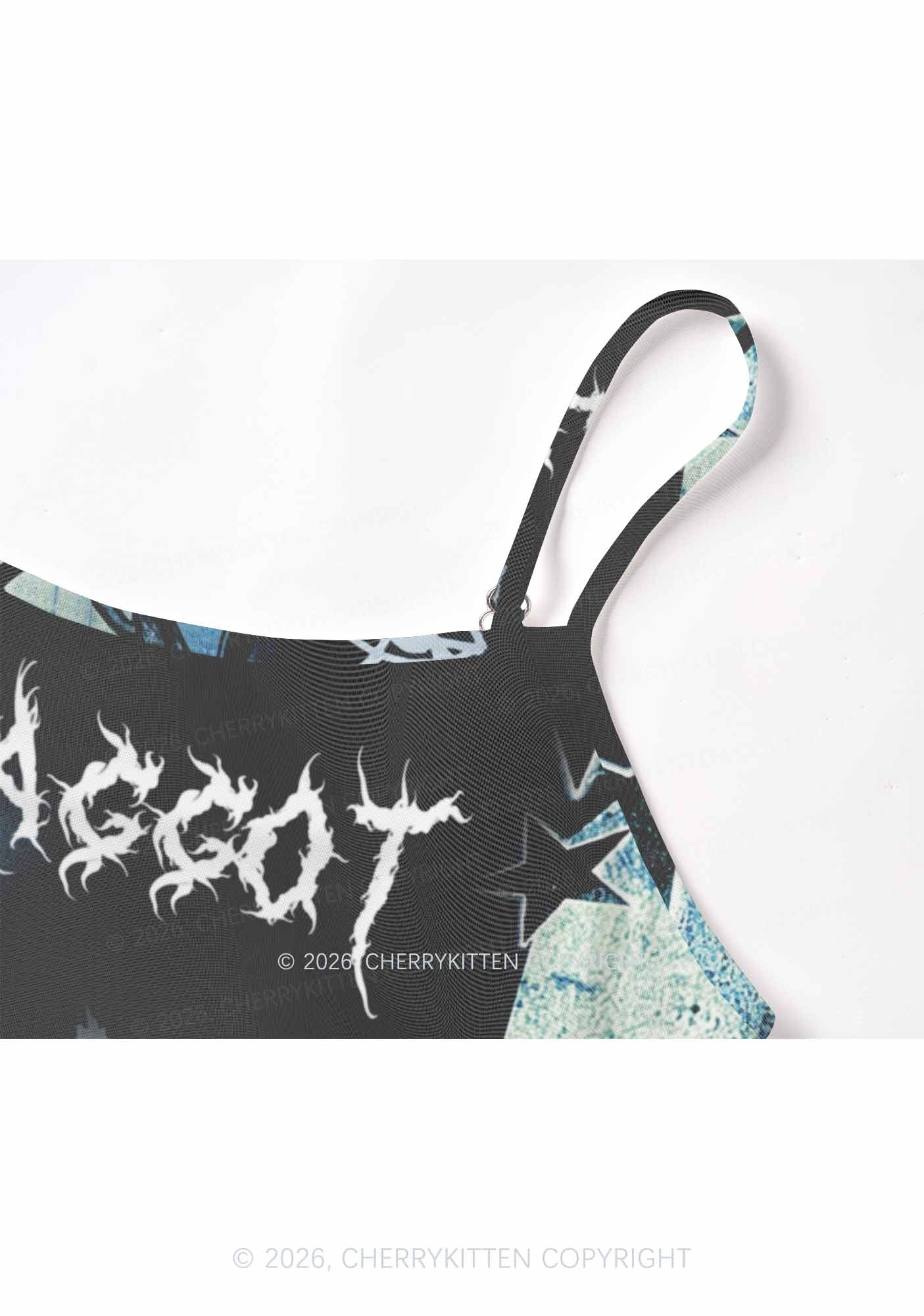 Black Thorn Faggot Pride Y2K Mesh Cami Tank Cherrykitten