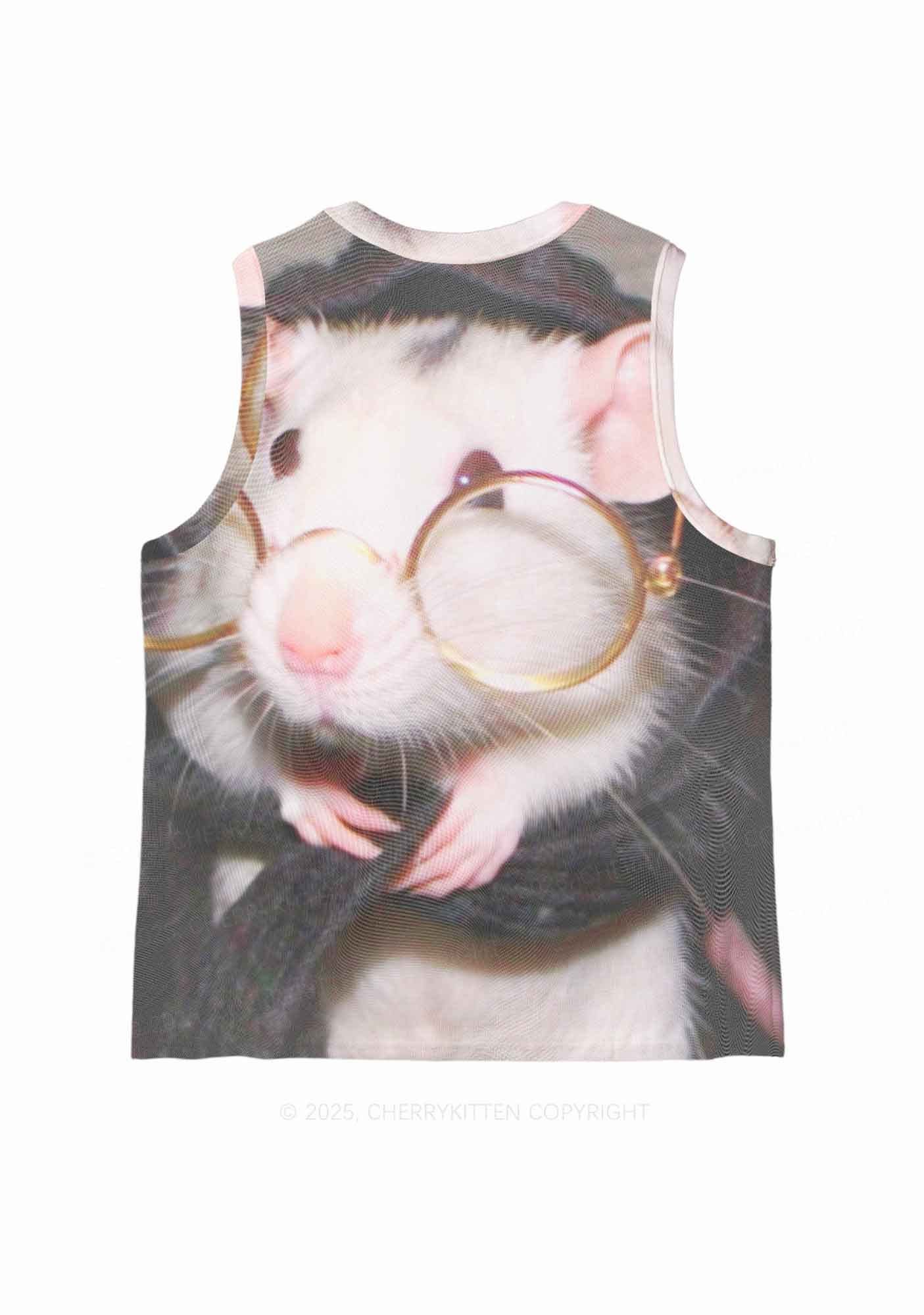 Glasses Rat Y2K Mesh Muscle Tank Cherrykitten