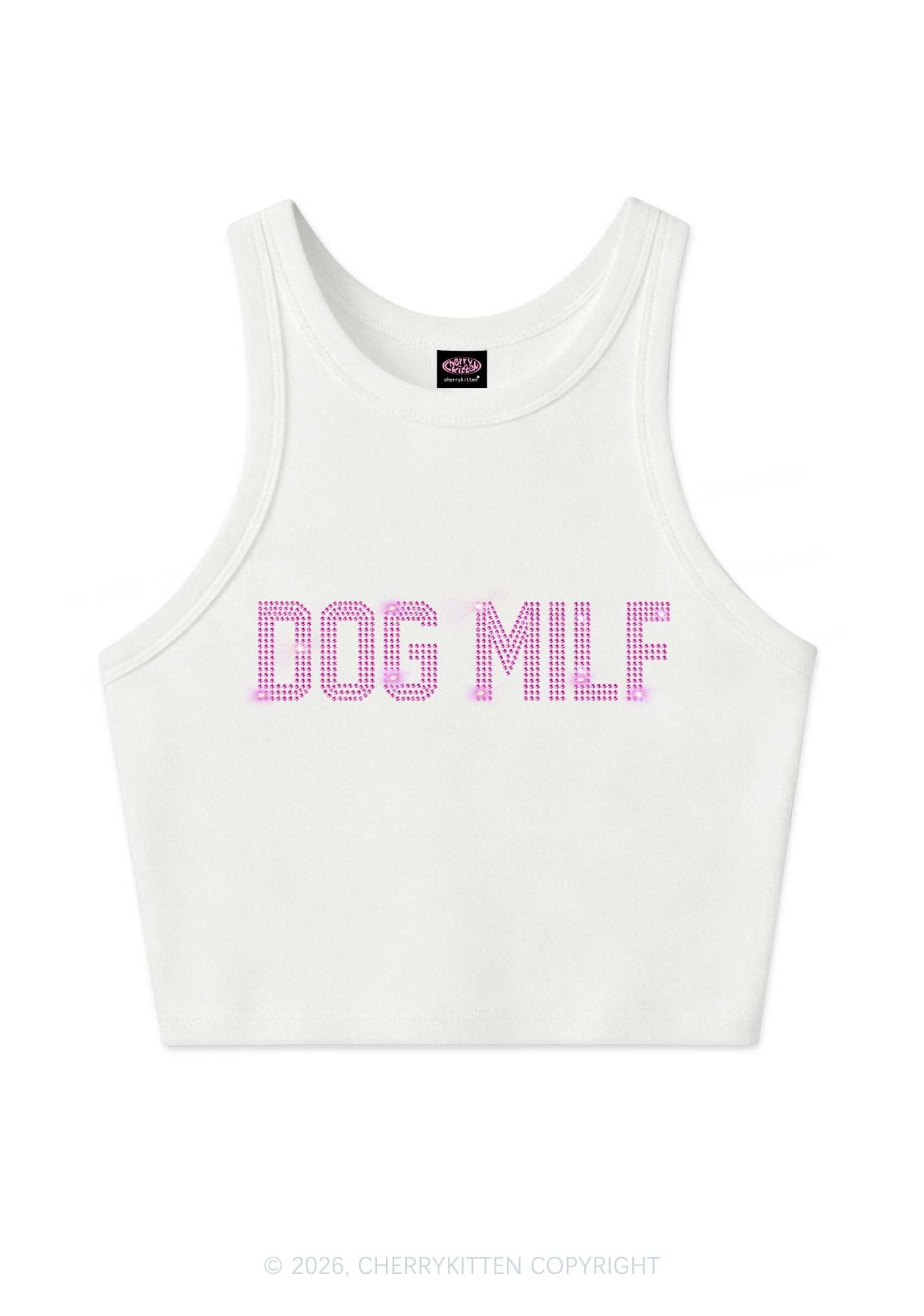 Rhinestone Dog Mxxf Y2K Crop Tank Top Cherrykitten