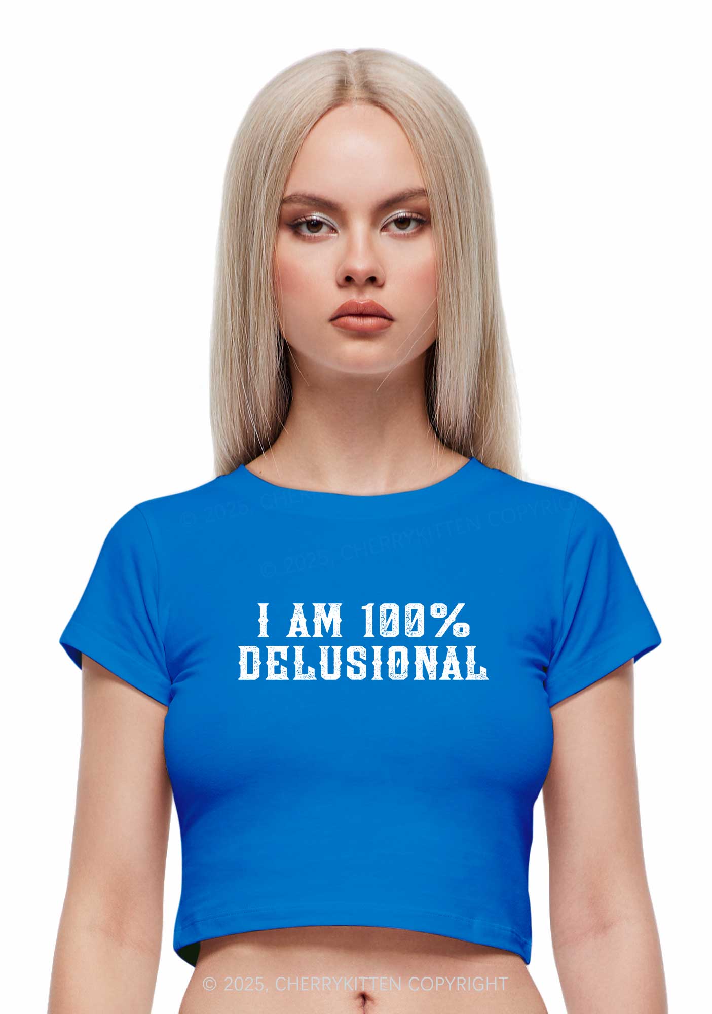 I Am Delusional Y2K Baby Tee Cherrykitten