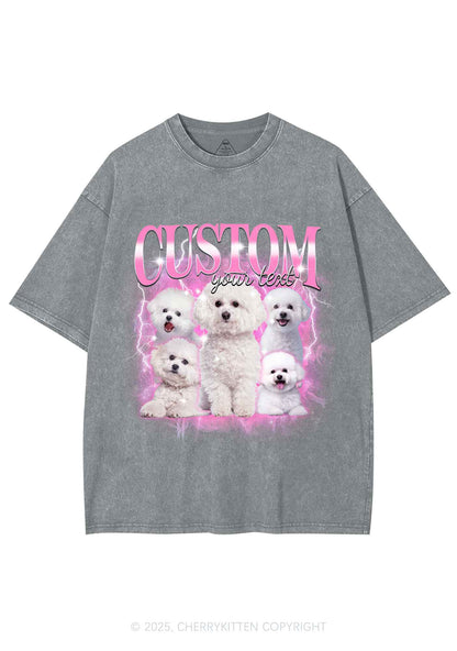 Custom Cute Puppy Photo Y2K Shirts Washed Tee Cherrykitten
