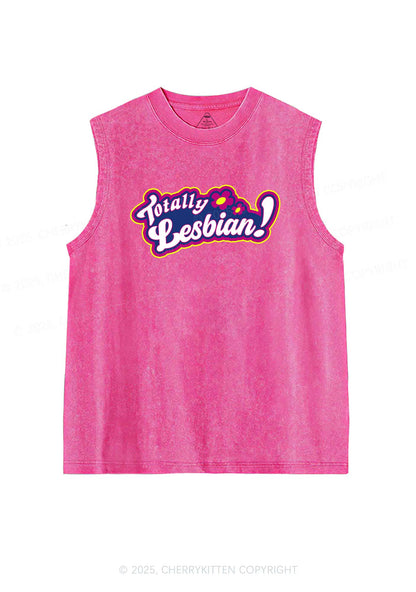 Totally Lesbian Pride Y2K Washed Muscle Tank Cherrykitten