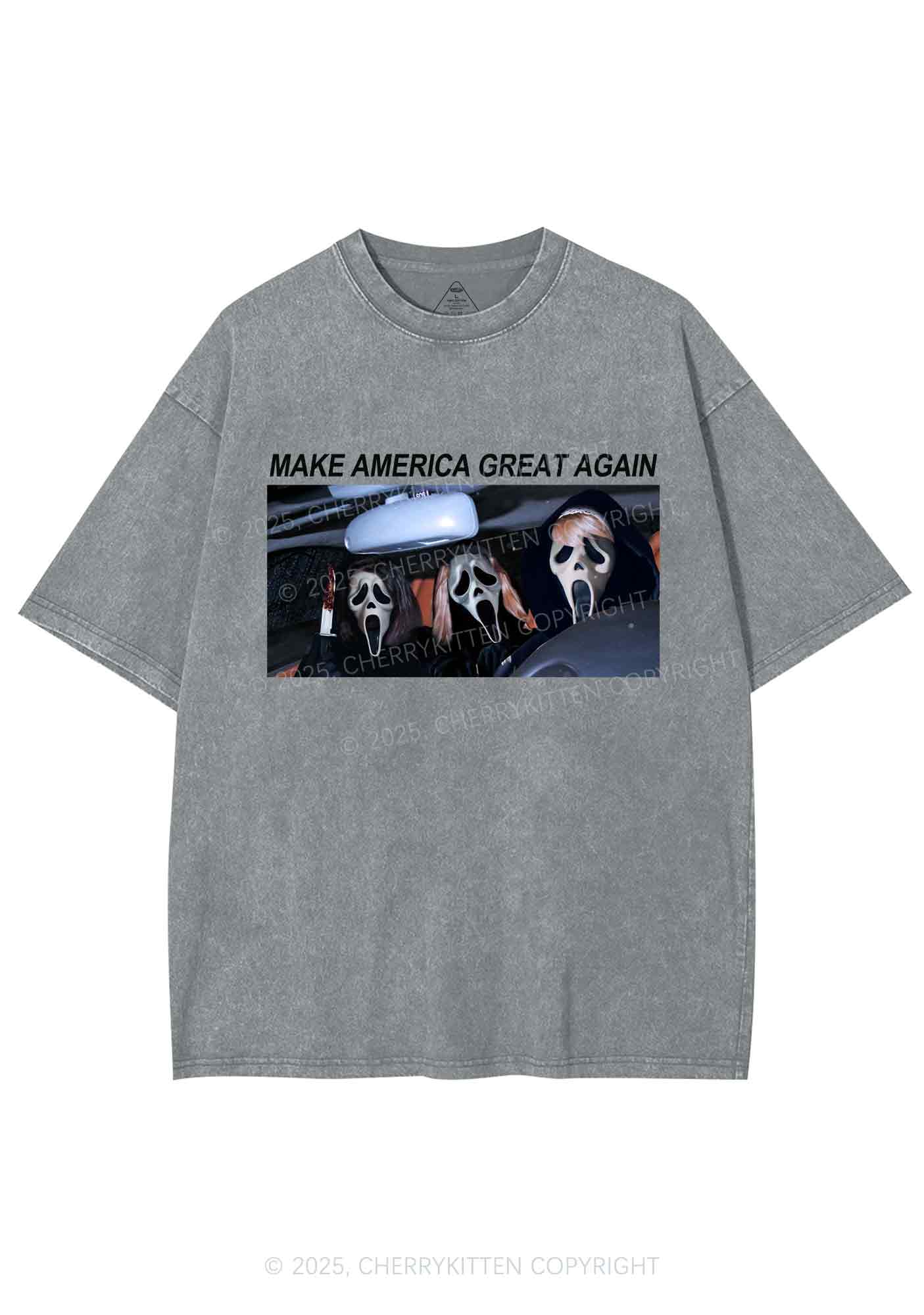 Halloween Ghost Make America Great Again Y2K Shirts Washed Tee Cherrykitten