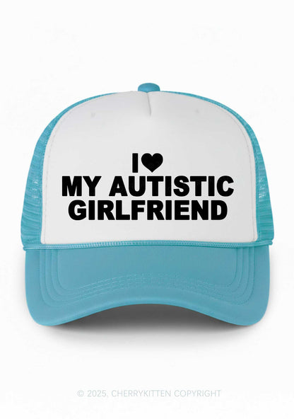 I Love My Autistic GF BF Valentine's Day Y2K Colorblock Trucker Hat Cherrykitten