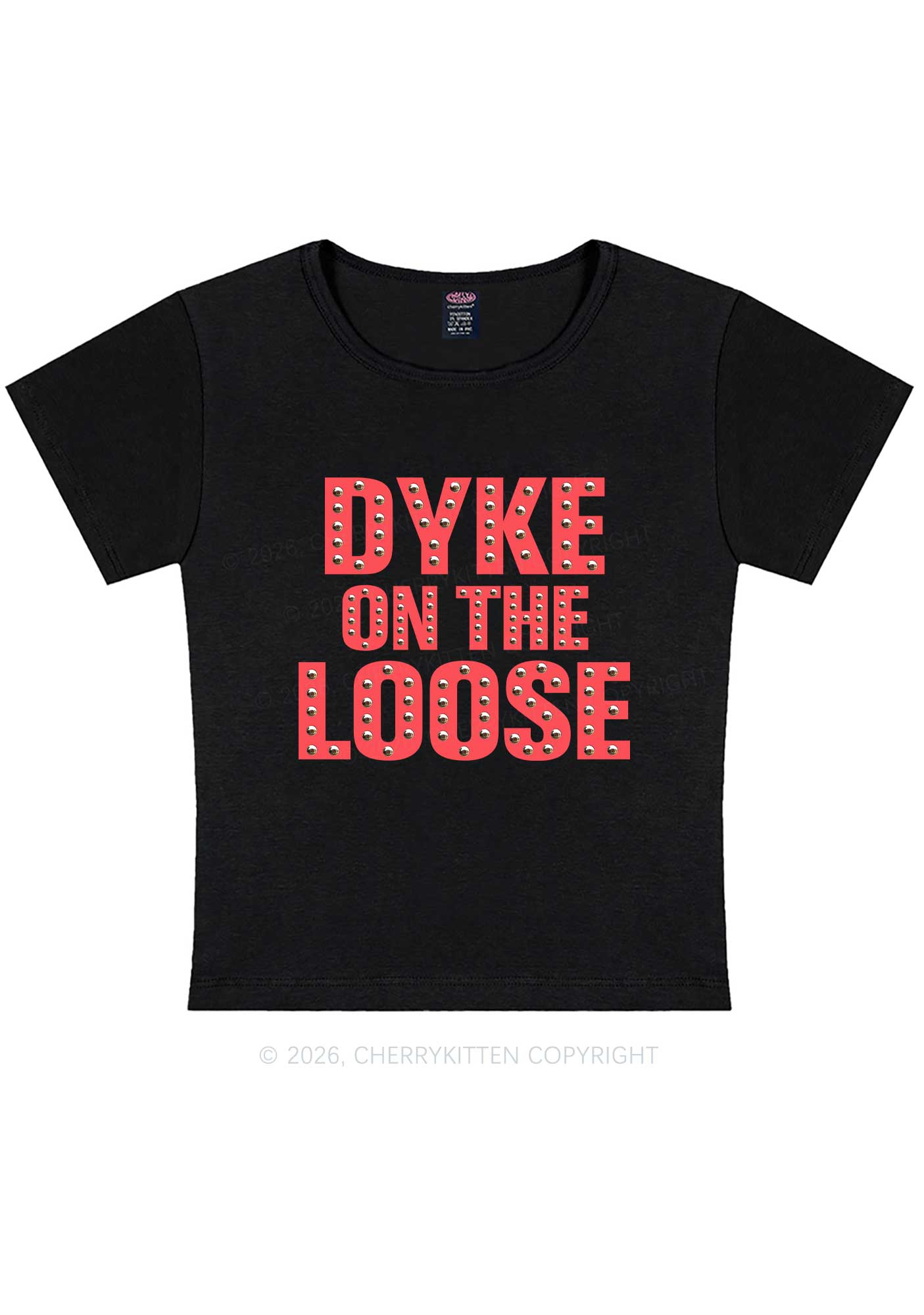 Dyke On The Loose Pride Y2K Baby Tee Cherrykitten