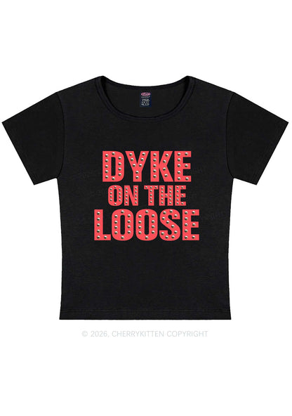 Dyke On The Loose Pride Y2K Baby Tee Cherrykitten